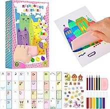 SHNMN Squeegee Art Kids Paint Kit, 35 Pieces DIY Rainbow Scratch Art, Rainbow Dot Painting Art Kits, Children Painting Crafts Creativity Set (1 Set)