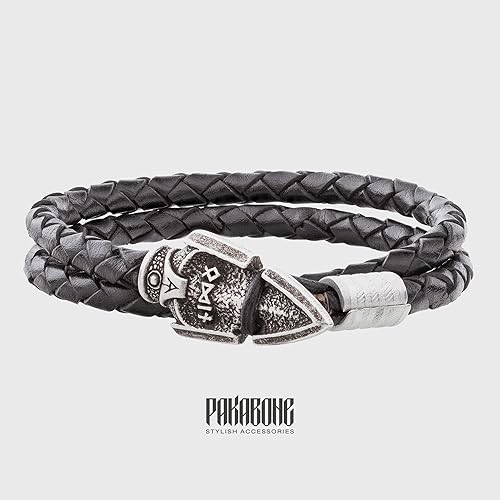 Miniatura 2 de Viking Leather Bracelet with Thor's Hammer Wristband Protection Mjolnir Gift for Men Women Norse Armband for Him and Her Pagan Nordic Scandinavian