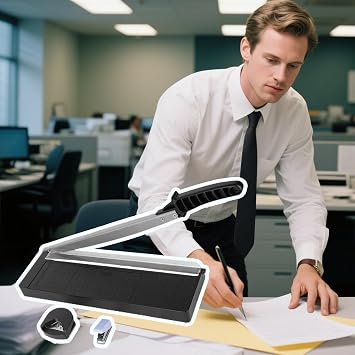 Paper Cutter - Heavy Duty Document Slicer | Precision Trimmer for Office, School, Studio, Home, Paper Craft Projects, Photos, Cards, Posters, and Labels, Portable Cutting Board Tool for Teachers