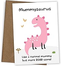 Mum Birthday Cards from Son or Daughter - Mummysaurus Card - Pink Dinosaur Bday Card for Mummy from Little Boy, Girl or Toddler. Perfect for Mummy, Mam, Mom