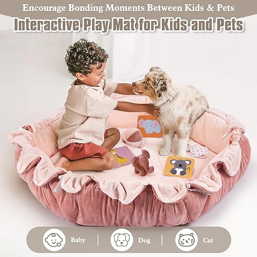 Vista 27 de Gimnasio de peluche 5 en 1 para bebés, tapete para el tiempo de barriga, tapete de juego, gimnasio para bebés, tapete de actividades con gimnasio