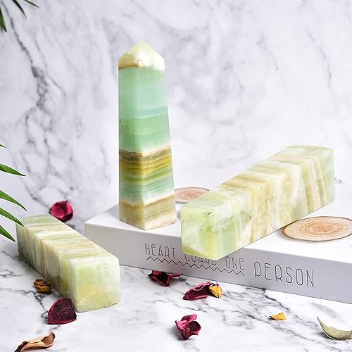 Miniatura 4 de JIC Gem Varita de cristal natural de calcita caribeña, columna tetraédrica de un solo punto, torre de cristal curativo, regalos de decoración de 1 a