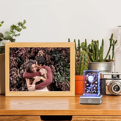 Miniatura 6 de YWHL Cristal romántico grabado en 3D con texto en inglés "I Love You", regalos para su novia, esposa, en aniversario, día de la madre, regalos de