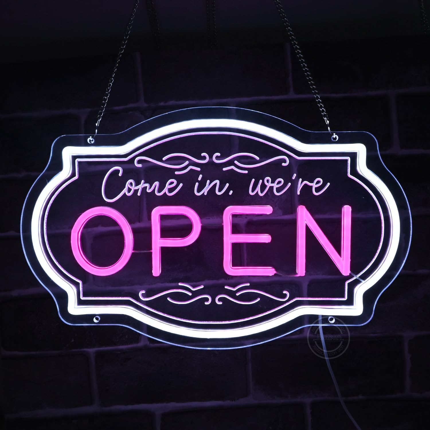 Britrio LED Open Sign for Business Window Display Open Neon Sign for Bar Pub Cafe Restaurants Barber Shops Beauty Salon Wall Storefront Decor 5V USB Powered with Dimmer Switch White Pink