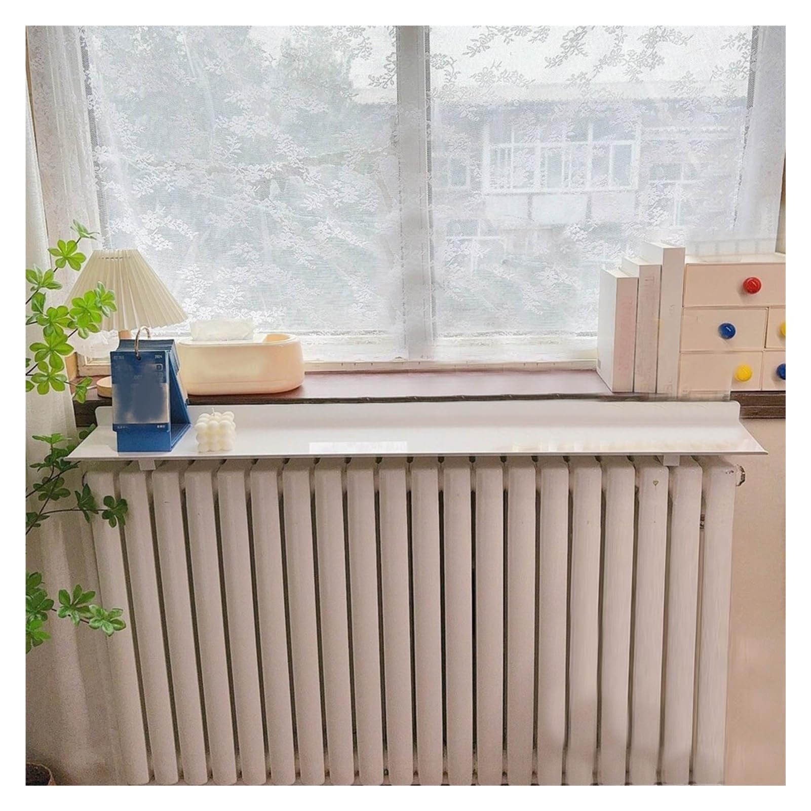 Estante para Radiador con Grosor Reforzado Soporte para Radiador para El Pasillo Organizador Pequeño para Objetos Diversos sin Taladrar para El Salón (60x15cm)