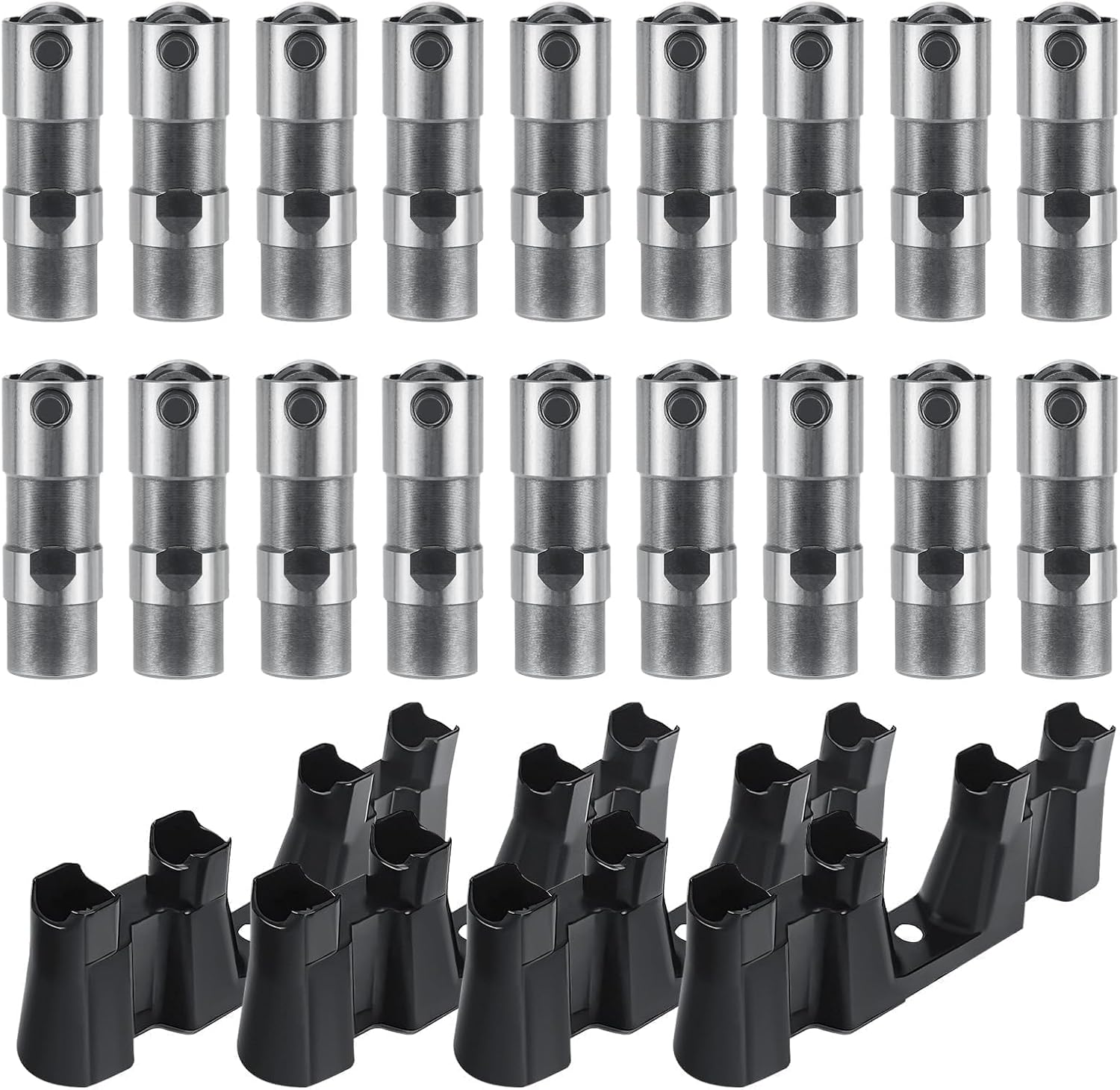 16PCS Lifters & 4 Guides Trays Compatible with GM LS1 LS2 LS3 LS6 LS7 4.8L 5.3L 5.7L 6.0L 6.2L, Chevrolet Camaro Silverado Corvette Tahoe Express Suburban, GMC Savana Sierra Yukon, Cadillac Escalade