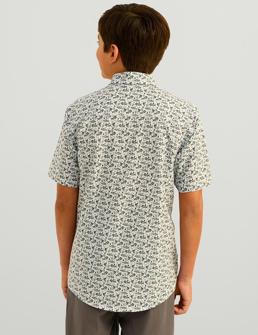 HUK Boys Kona Pattern Short Sleeve Fishing Button Down Shirt for Kids