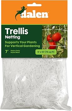 Dalen Gardeneer Trellis Netting for Tomatoes, Peas & Vining Crops - 5 ft x 60 ft Heavy-Duty Nylon Mesh with 7 Inch Reach-Through Openings for Easy Harvesting - Tangle-Free Vertical Garden Support