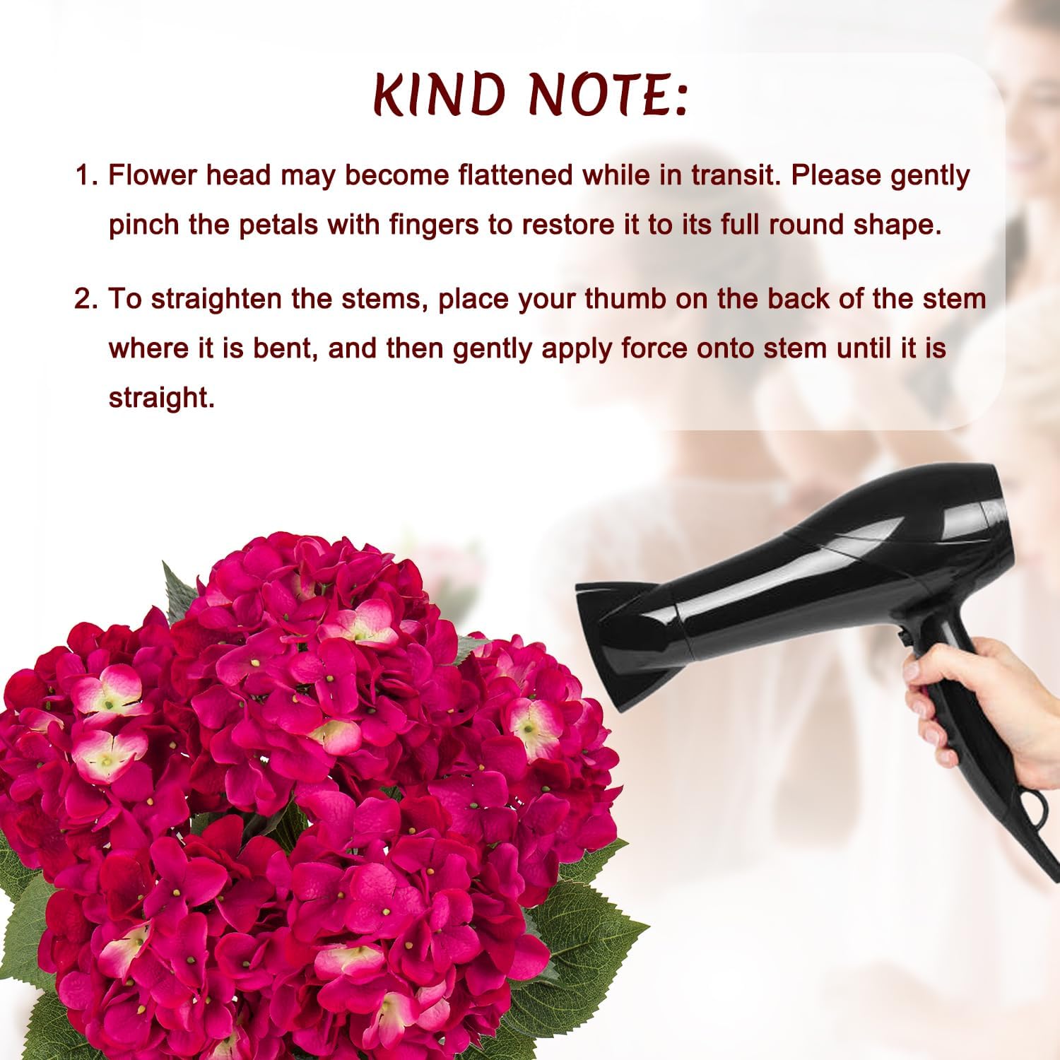 Hollyone Rose Red Hydrangea Artificial Flowers Large Artificial Hydrangeas Silk Flowers for Home Decor Indoor Wedding Flowers Bouquets Faux Flowers Kitchen Centerpiece Table Decorations
