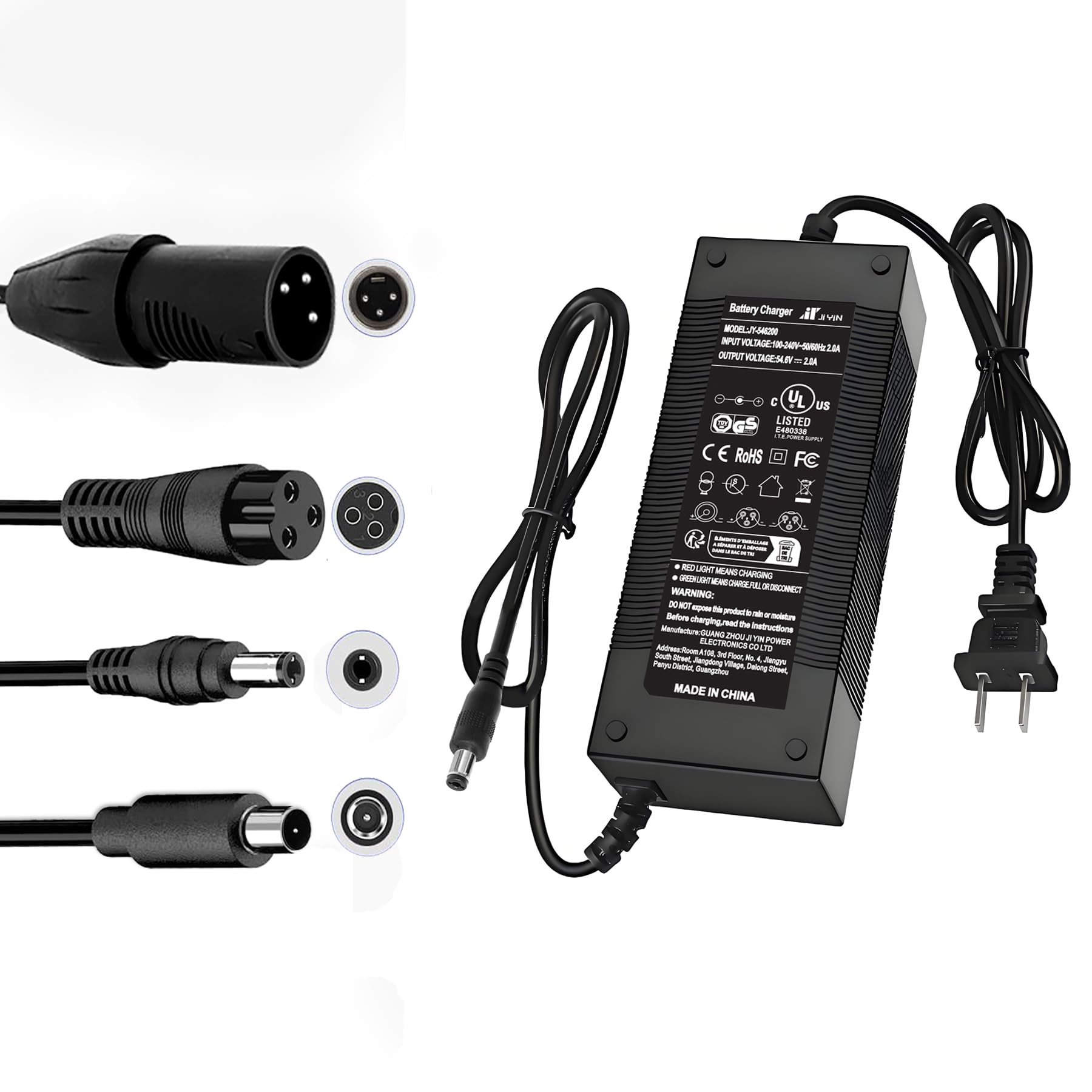 UL Certified 54.6V 2A Fast Electric Bike Charger for 48V Ebike Battery - Compatible with Lectric XP 2.0/3.0, Ecotric City/Beach, Evercross H5/H7