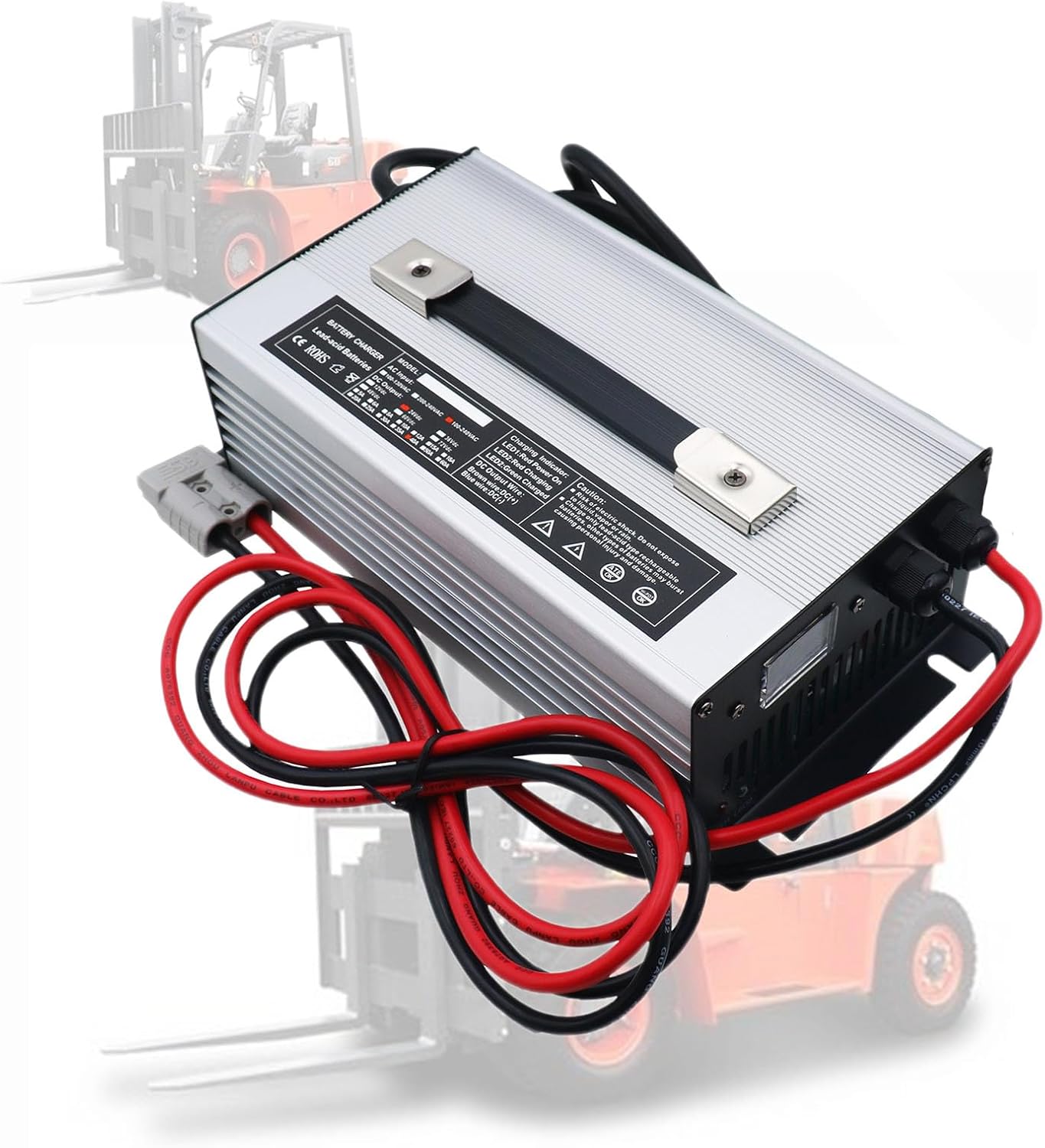 24V 40A Electric Forklift Battery Charger Lead Acid Battery Chargers with 350A Anderson Output Plug for Electric Car, Forklift Truck High Power Batteries Charge,Silver