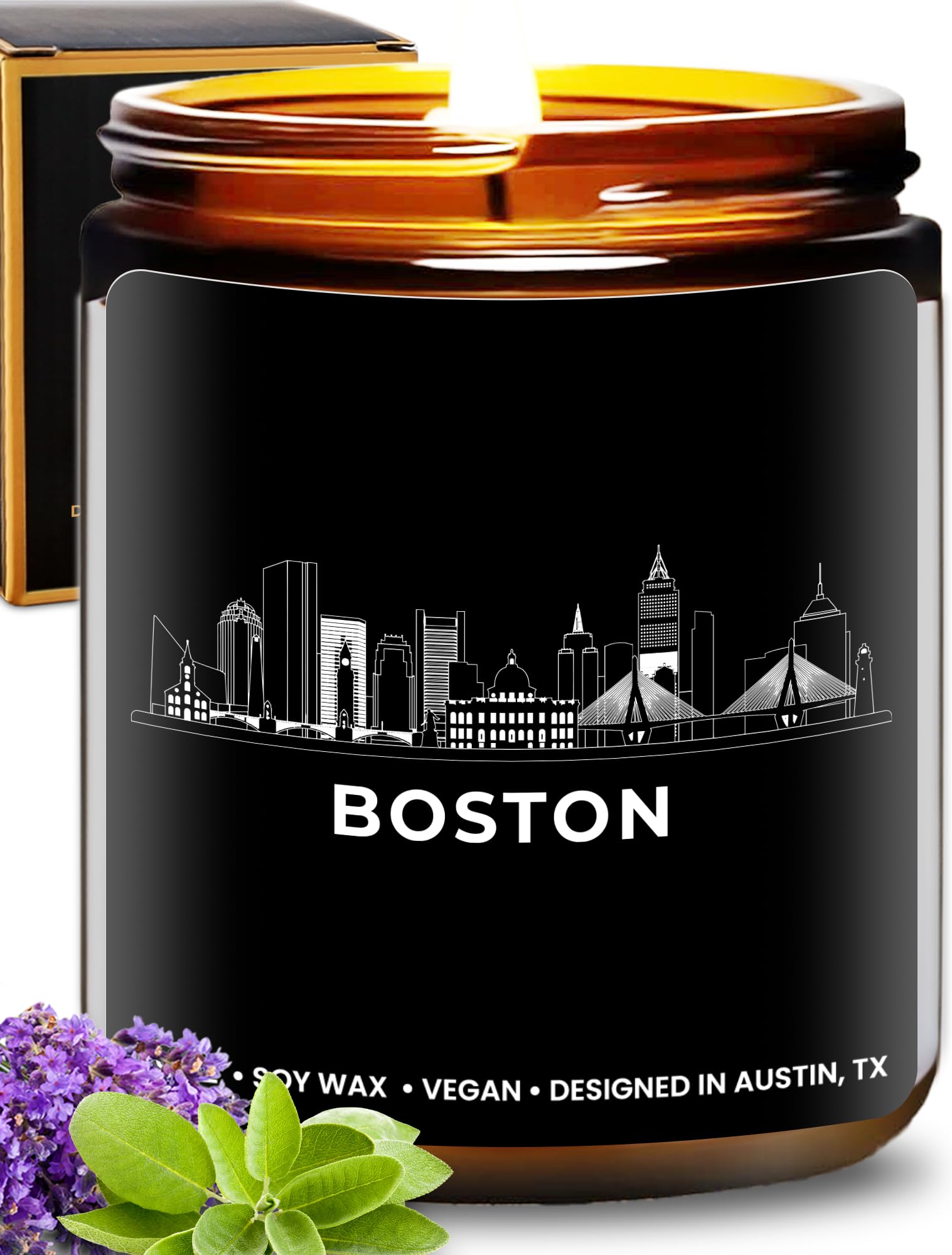 Boston Candle, Unique Boston Themed Gifts for New Home, Thoughtful Souvenir Candle, Housewarming Gifts for Women & Men, for Birthday, Christmas, Moving Away, Special Occasions, Gift-Ready