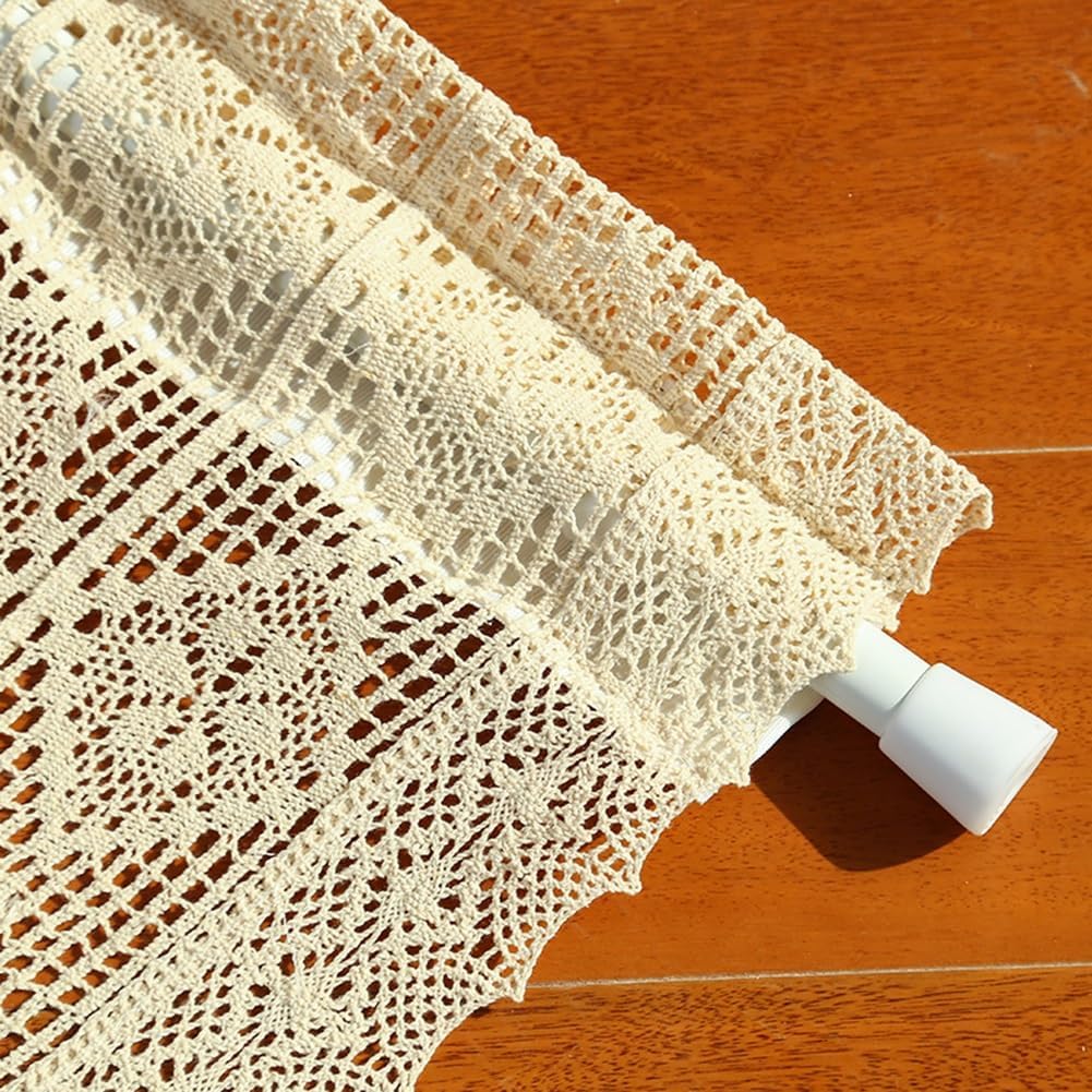 Handmade Crochet Cotton Roman Curtain, Adjustable Tie-Up Shade, Farmhouse Balloon Curtain for Kitchen, Bedroom, Small Windows (Color : 1 Panel, Size : W80xH250cm/32x98in)