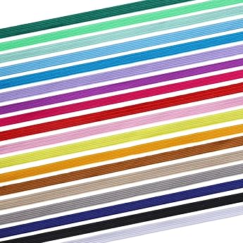 18 Colour Flat Elastic Cord 18 m Elastic Polyester Tape Foldable Soft Stretch Trim 6 mm Wide Clothing Accessories Colourful Webbing