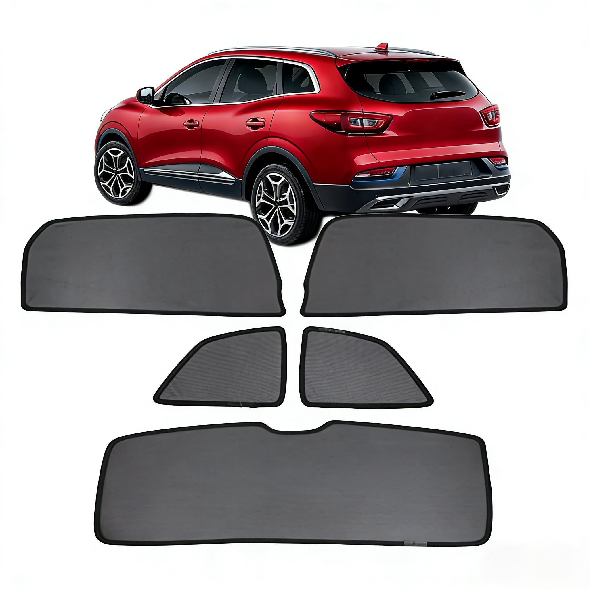 Osłona przeciwsłoneczna do samochodu kompatybilna z Renault Kadjar 2015-2022, magnetyczna ochrona przed promieniowaniem UV dla dzieci, boczne i tylne okno, kompletny zestaw, 5 sztuk