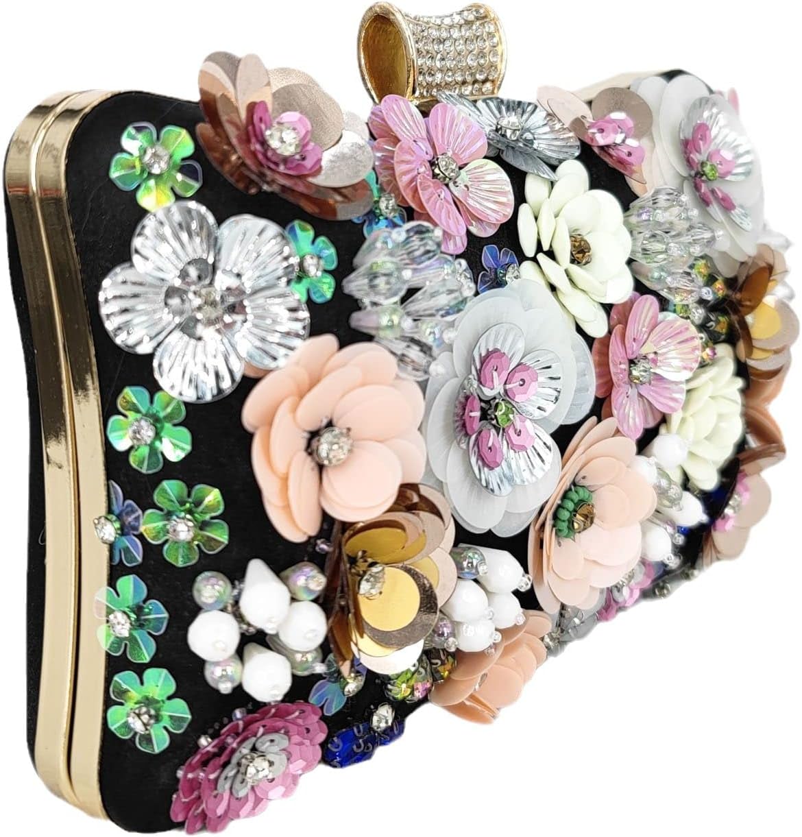 Chic Flower Clutch Purse for Women Formal Bridal Wedding Party Handbag Flower Evening Bags