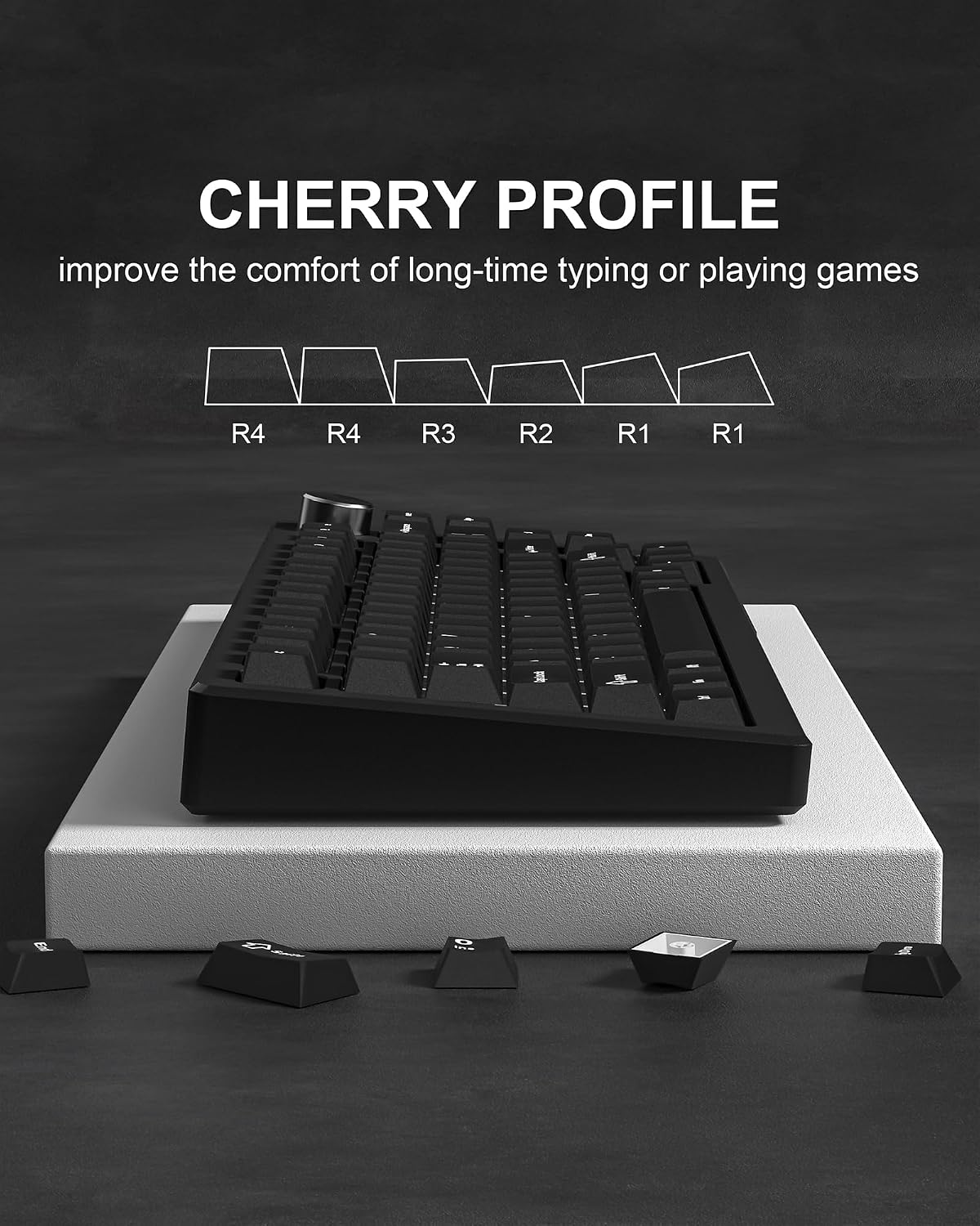Womier Double Shot PBT Keycaps Set 138 Keys, Cherry Profile Custom Keycaps 60 65 75 100 Percent for 61/64/68/84/87/100/104/108 Retro Gaming Mechanical Keyboard, Black