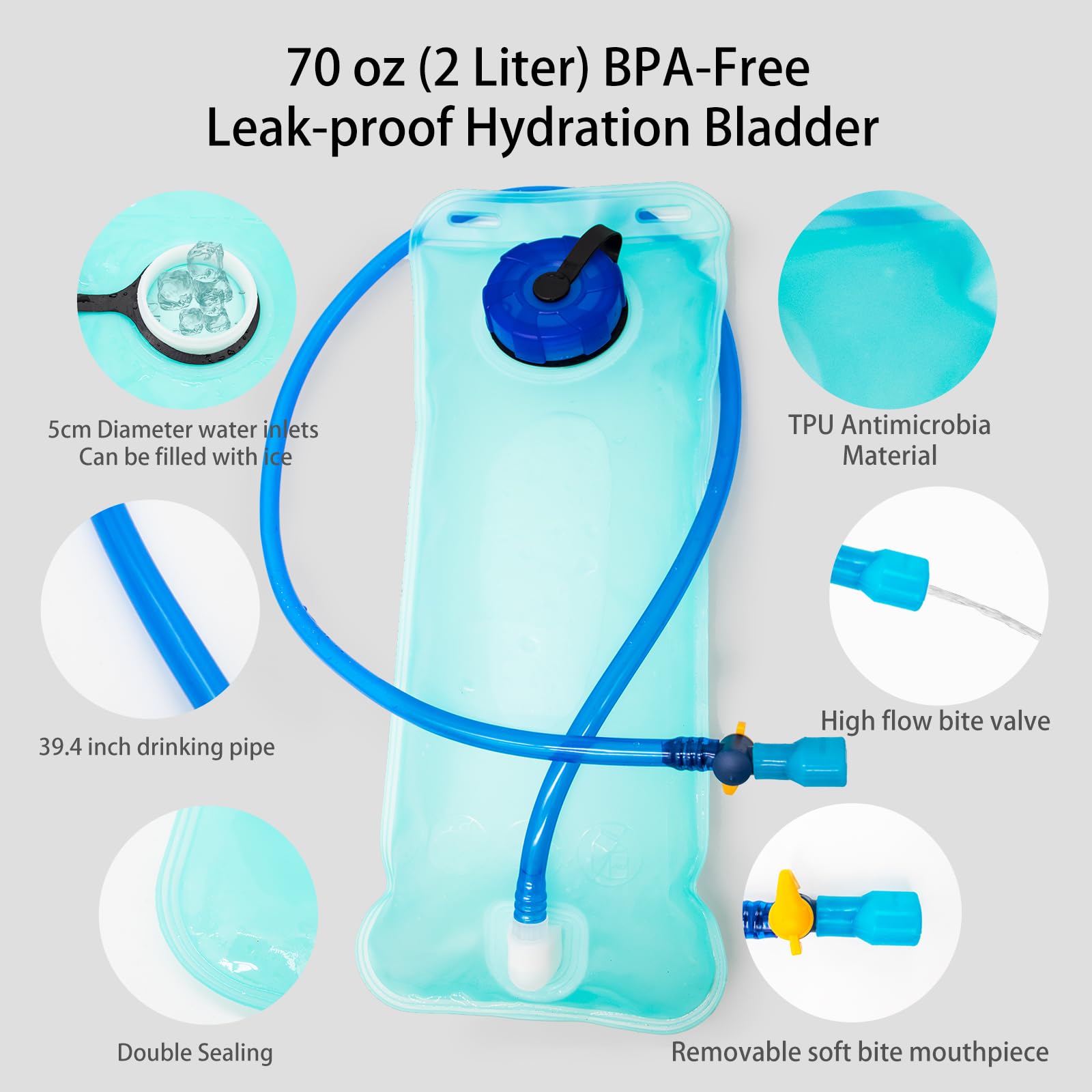 Mochila de hidratación de 25 litros con bolsa de agua de 70 onzas. Mochila de senderismo con almacenamiento. Mochila de agua ligera aislada para correr, escalar, ciclismo, senderismo, ciclismo (verde)