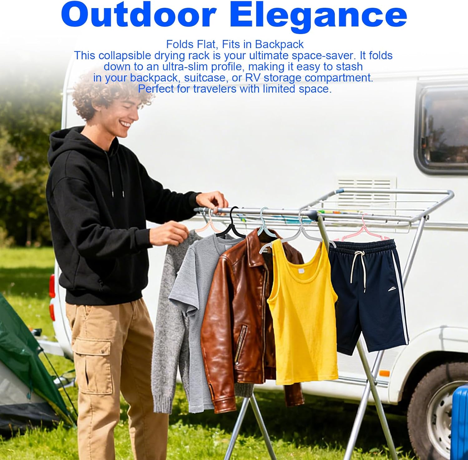 8 Pack Foldable Travel Hangers with 16 Clips & Folding Hanger - Space Saving Portable Collapsible Hooks for Cruise, RV, Hotel (Assorted Colors) - Image 4