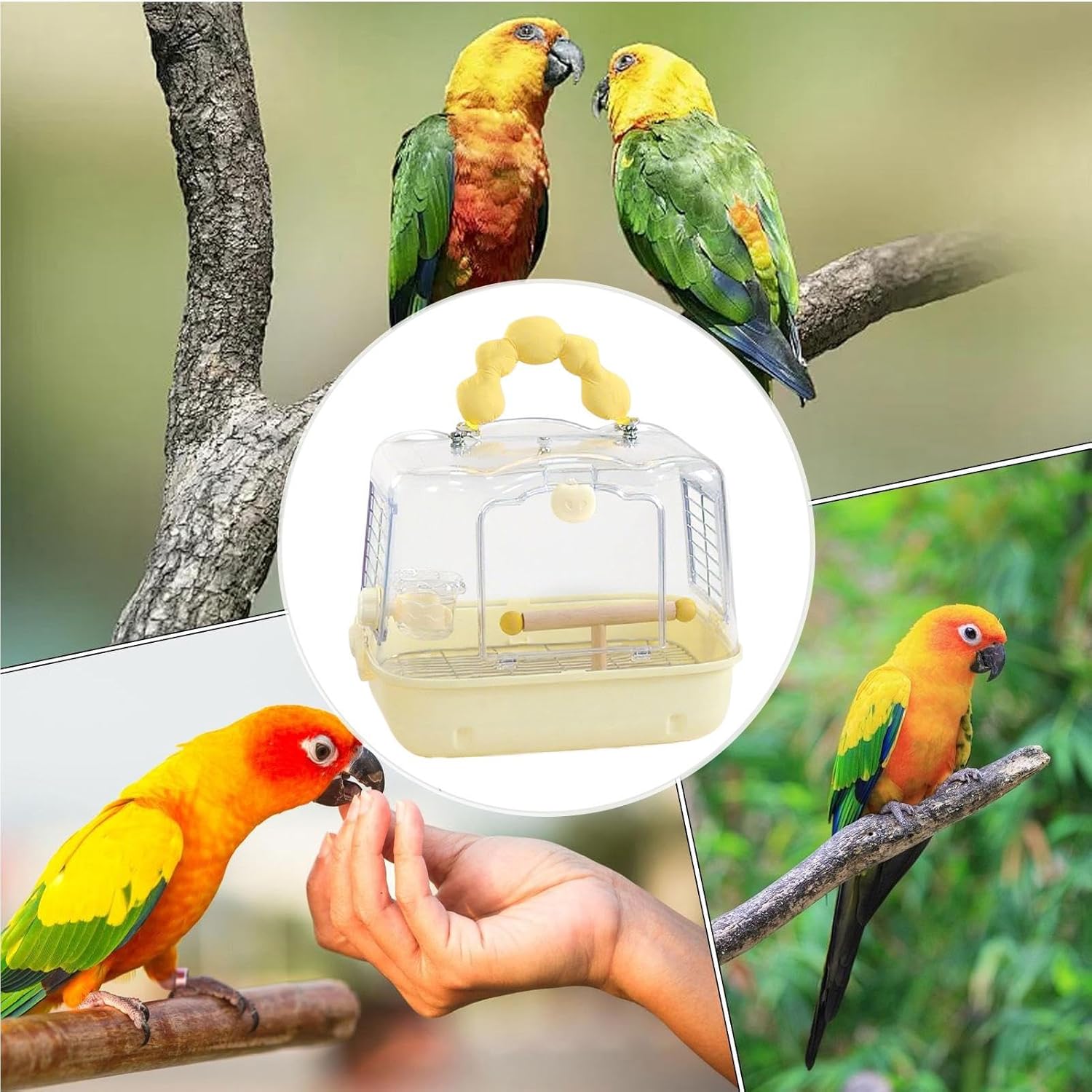 Transparent Bird Carrier, Parrot Travel Carry Bag, Lightweight with Mesh Ventilation, Soft Long Lasting Fabric Travel Tote, Carrier with Comfortable Handle, Bag for Budgies