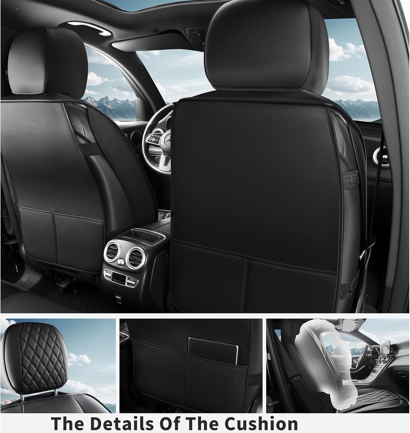 car leather seat cover?protector seat waterproof automotive seat covers full sets super breathable universal fit cover for most car fount and back??full black-wave?5pcs? full black-wave front and back seats (5 pieces)