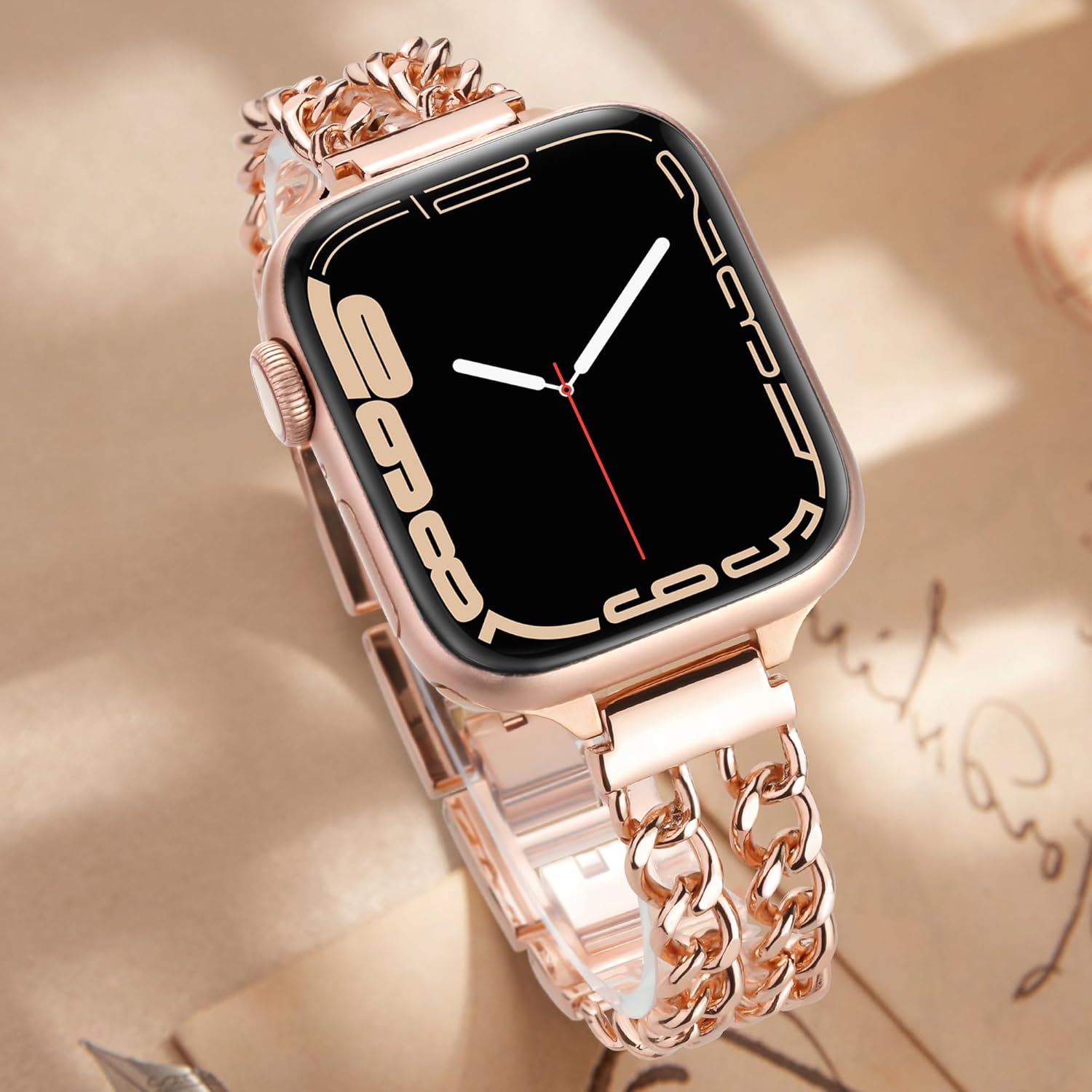 Slim Metal band Compatible with Apple Watch Bands for Women 38mm 40mm 41mm 42mm 44mm 45mm 46mm, Dressy Designer Strap Single Chain Wristband Thin iWatch Bands for Series 11 SE 10 9 8 7 6 5 4 - Image 5