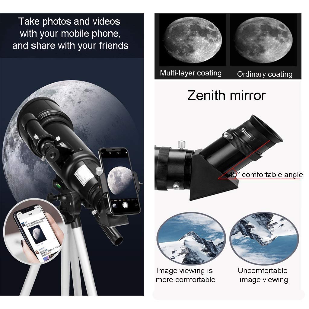 Telescope Comodo telescopio astronomico per Bambini Telescopio Entry-Level Apertura 70 mm Telescopio rifrattore astronomico con Montatura 400 mm (Colore : Pacchetto 1) (Pacchetto 1) Telescope