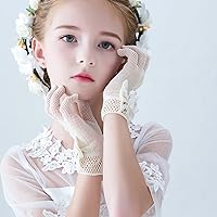 Vista 4 de Guantes blancos para primera comunión, princesa, fiesta de té para niñas de 3 a 12 años