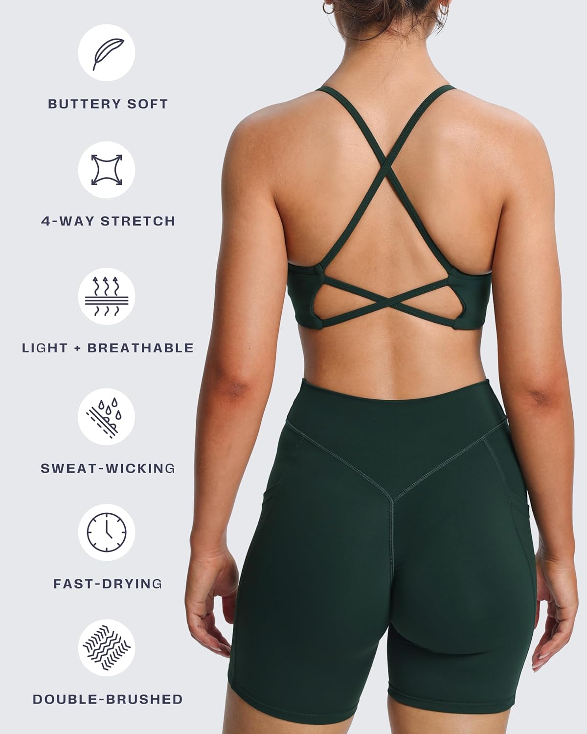 Aoxjox Women's Workout Lily Deep V Cross Back Sport Bras Fitness Bra Yoga Crop Tank - Image 6