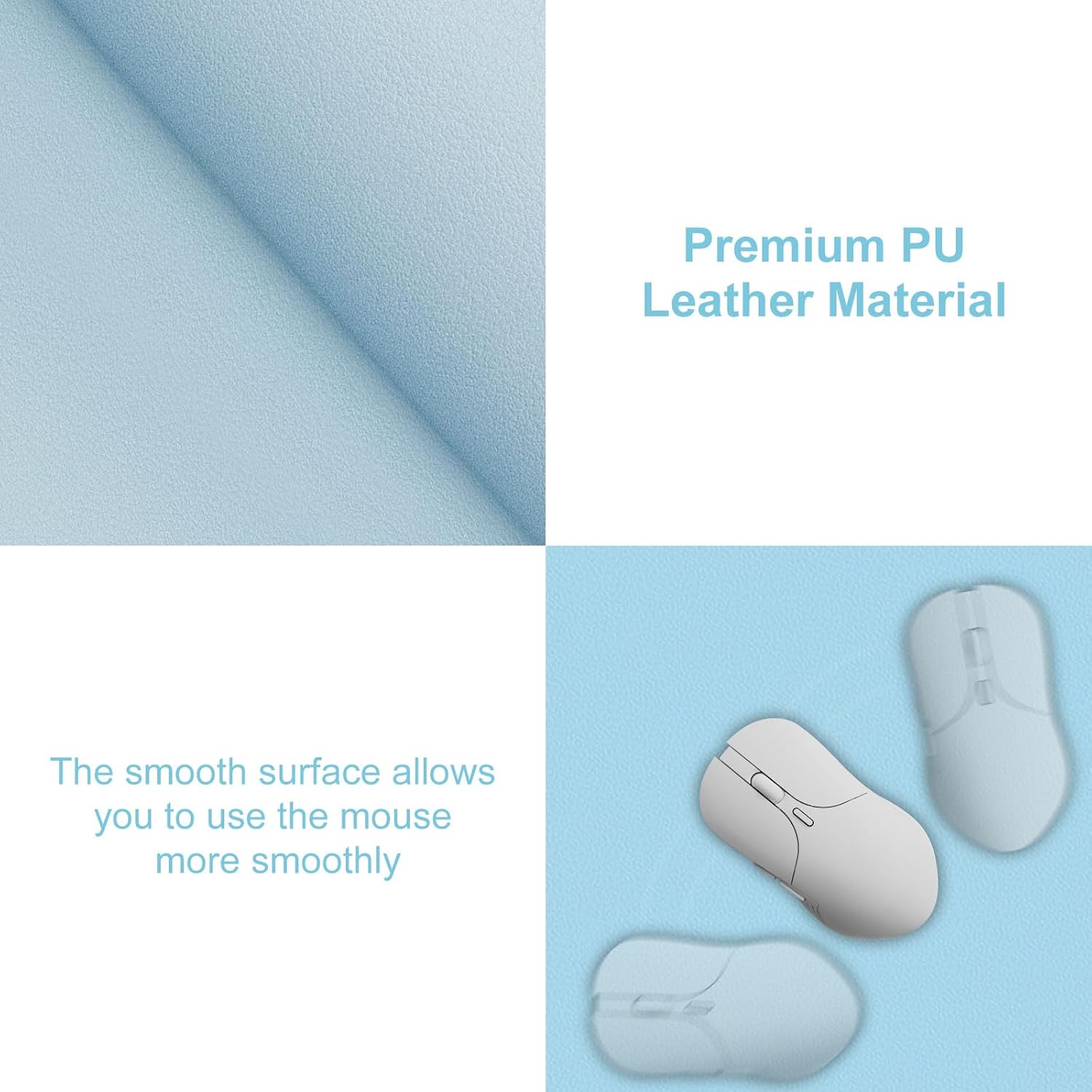 Desk Pad,Large Mouse Pad, Non-Slip PU Leathers Writing Pad,Desktop Protection Pad,Computer Desk Pad, Waterproof Table Mat, Desk Mat for Office and Home Writing (Baby Blue; 36"x 17")