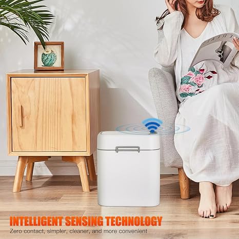 2.2 Gallon/8.3 L Kitchen Trash Can with Lid, Garbage Can with Touch-Free Lid, Cute Trash Can Automatic Trash Can Bathroom Trash Can with Lid, Motion Sensor Trash Can Waterproof Trash Bin