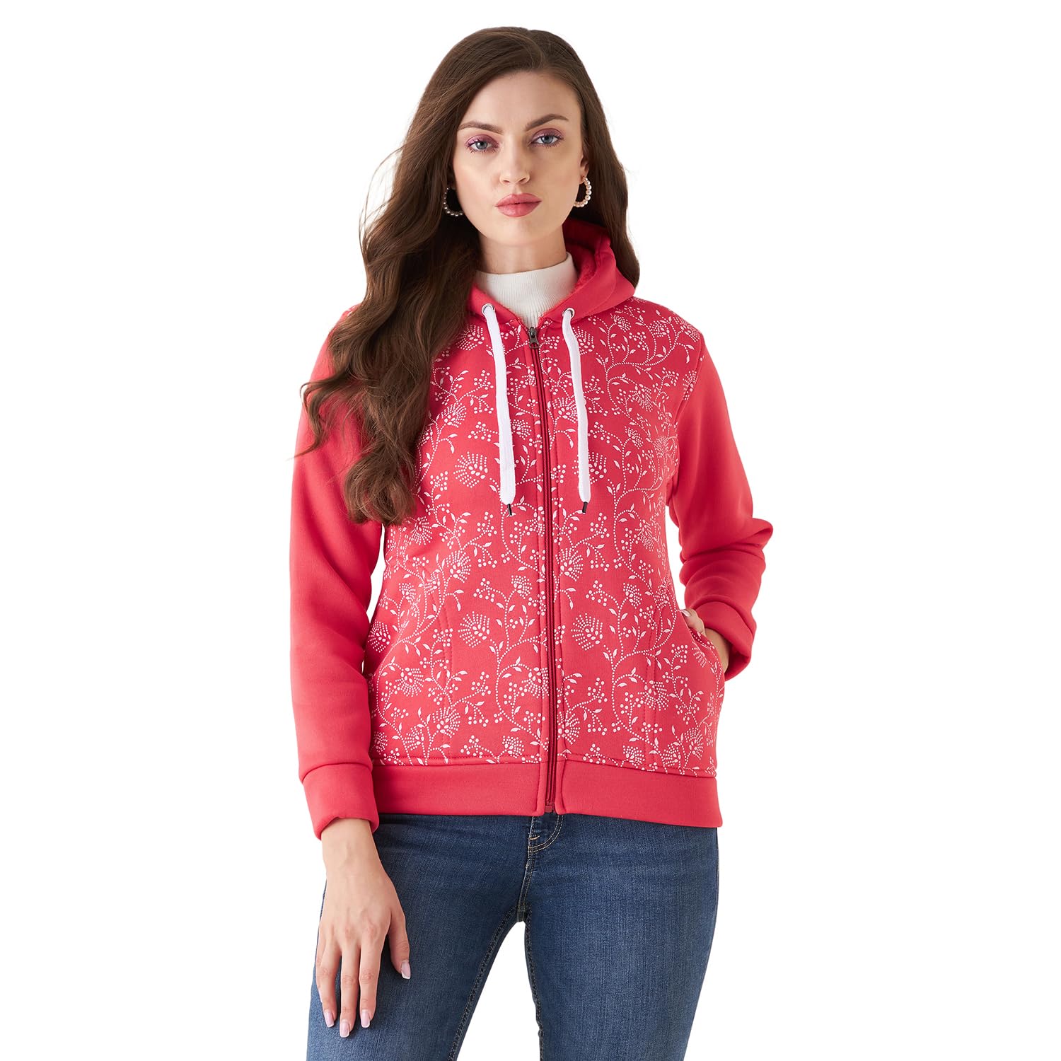 Pivl Women Printed Winter Wear Hooded Casual Jacket Pivl Women Printed Winter Wear Hooded Casual Jacket