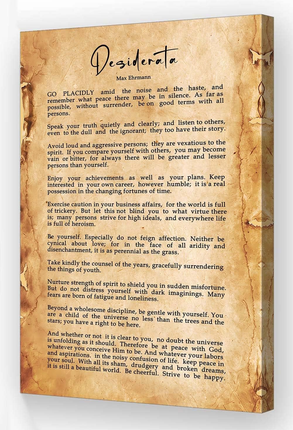 Neteydey Desiderata Wall Art Poem Poster Framed Motivational Pictures Retro Prints Max Ehrmann Literature Quotes Wall Art Home Decor (12x18in,Framed)