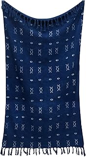Trade Star Block Print Throw Blanket Indigo Mudcloth Ethnic Throw for Sofa Handmade Indigo Mudcloth Blanket Decorative Hand Block Printed Boho Cotton Blanket