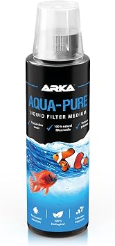 Aquarium water clarifier   ARKA Aqua-Pure 236 ml   clears cloudy water & removes particles   100% biological with filter bacteria   plant safe   for freshwater & marine tanks   for healthy water
