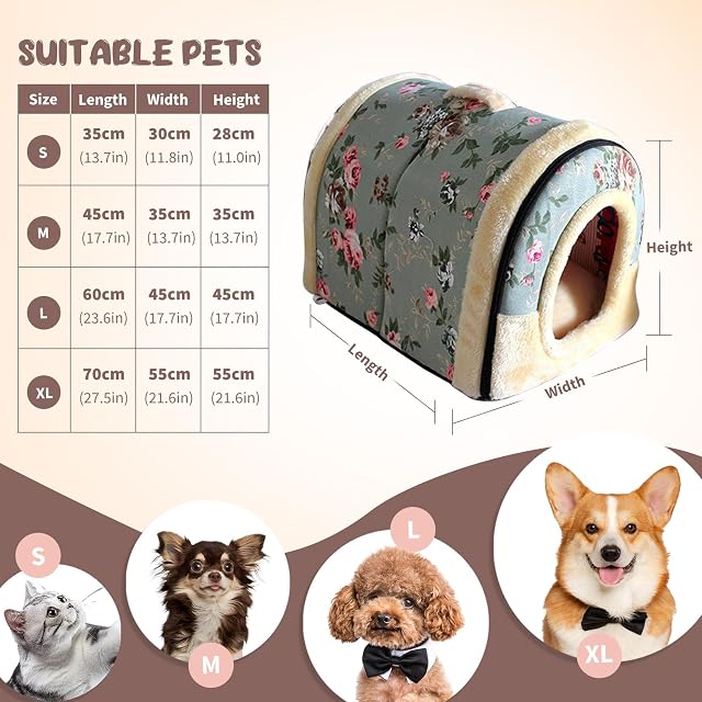 Foto 3 de 7 de PETCUTE Casa Cama para Perros Casa para Mascotas Caseta para Perro Gato Interior con Cojín removible