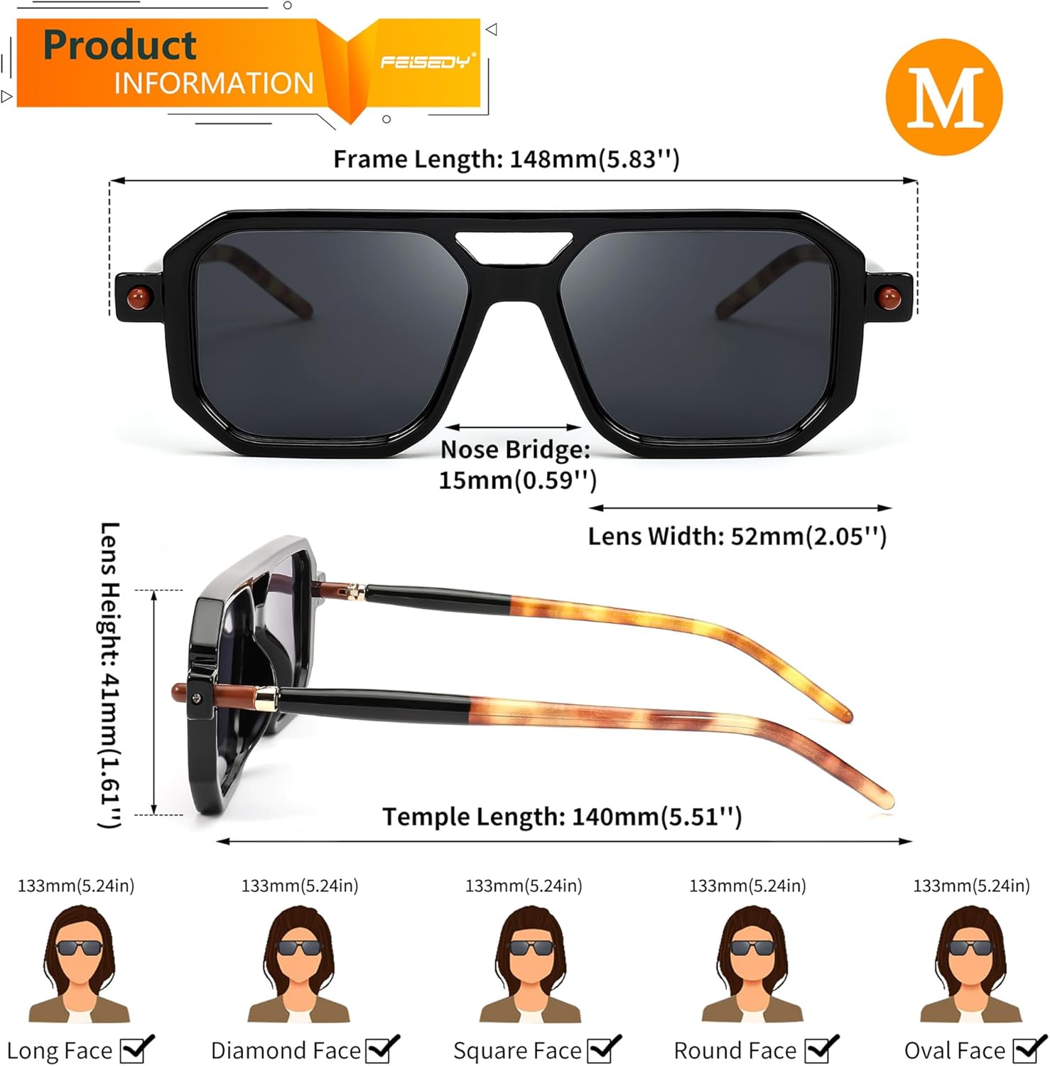 FEISEDY Vintage Square 70s Flat Aviator Sunglasses Women Men Classic Retro Stylish Frame UV400 Sunglasses B2622 - Image 6