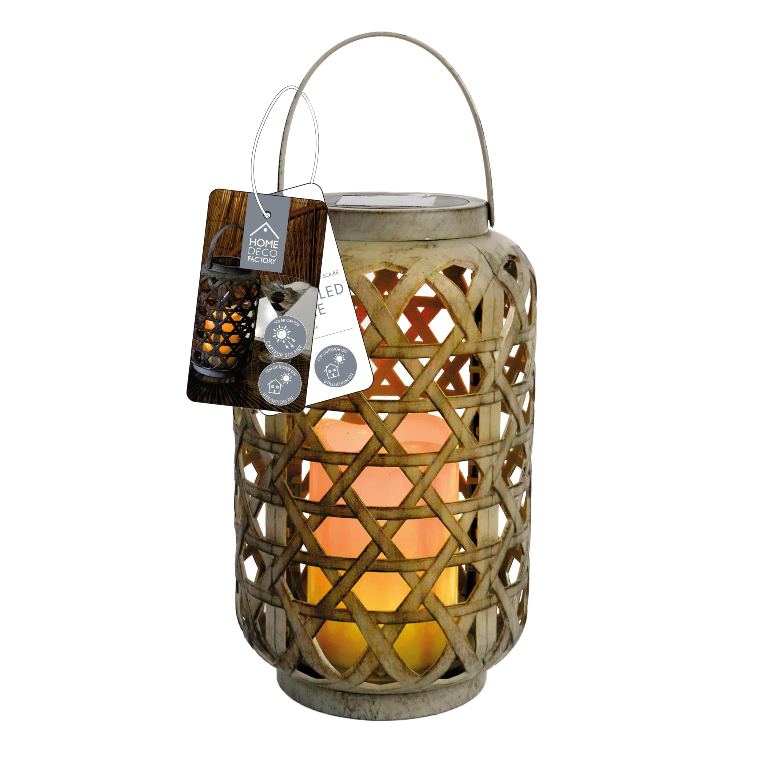 Home Deco Factory, LAO0174, Lampada Solare da Esterno Effetto Candela, Illuminazione Ecologica ed Economica, Design Moderno, Installazione Semplice, Marrone, Dimensioni Standard