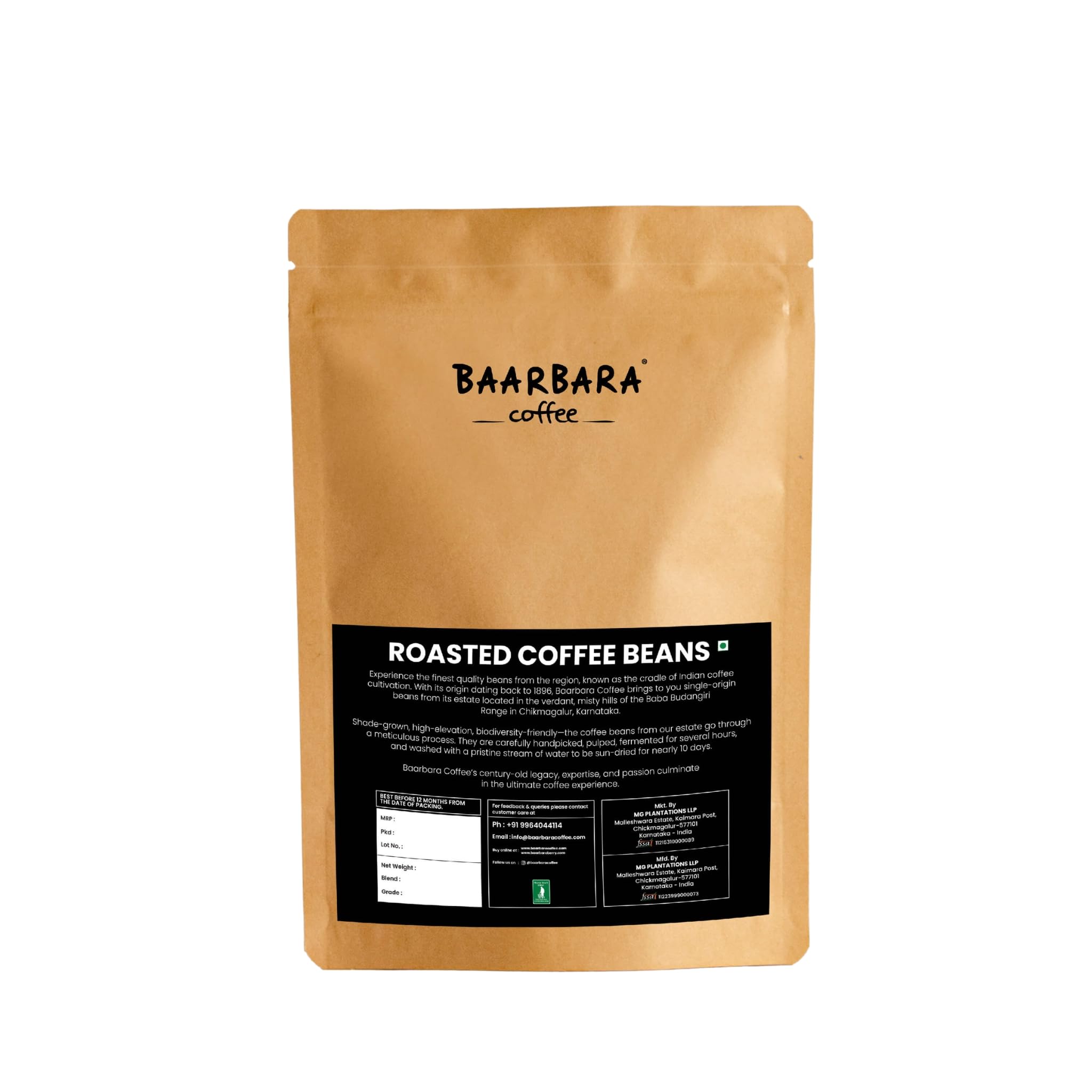 Baarbara Berry Roasted Coffee Beans AA Grade | 80% Arabica 20% Robusta Specialty Blend | Rich, Bold & Smooth Brew | Medium Roast (500gm)-picture-17