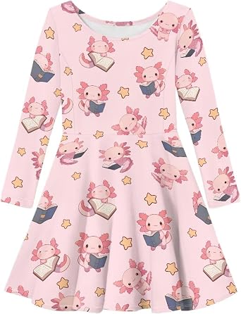 Long Sleeve Dress for Girls Crew Neck Kawaii Birthday Party Christmas Outfit