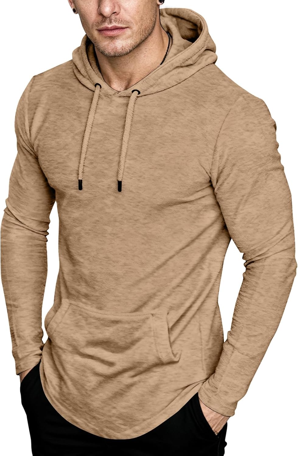 elselect Mens Fashion Athletic Hoodies Pullover Long Sleeve Casual Solid Color Sport Sweatshirts
