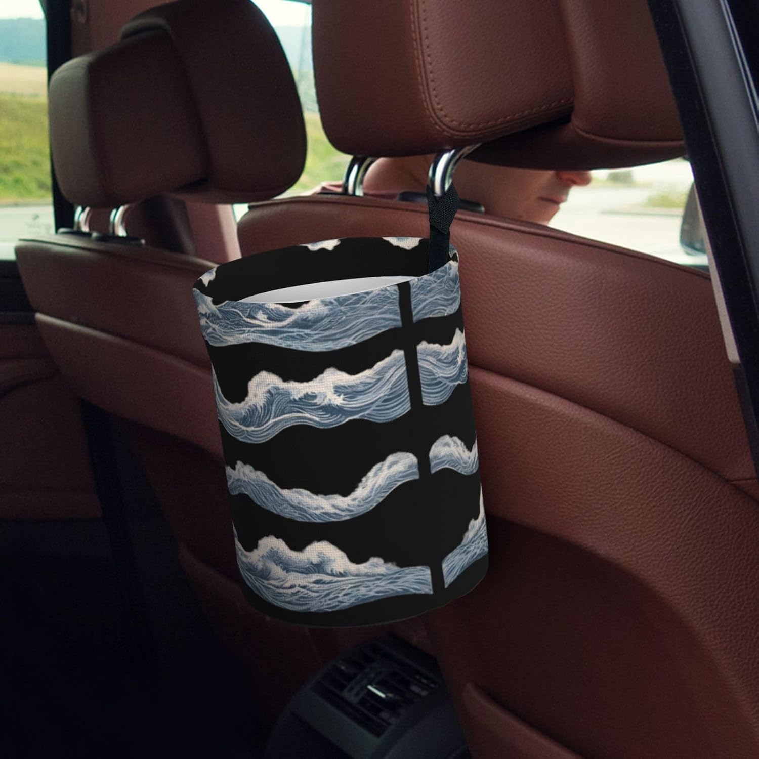 Vintage Waves Portable car Trash can, Practical car Storage Bucket, Practical, Convenient and Foldable, a Must-Have for Cars. image 5