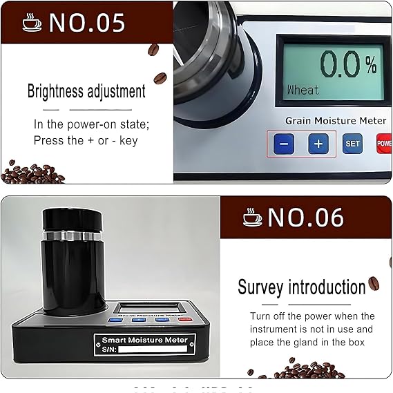 Portable Grain Moisture Meter, 19-Grain Tester with LCD Display, Multi-Point Calibration, Humidity Detector for Wheat, Maize, Soybean, Rice & Coffee