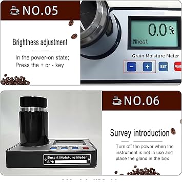 Portable Grain Moisture Meter, 19-Grain Tester with LCD Display, Multi-Point Calibration, Humidity Detector for Wheat, Maize, Soybean, Rice & Coffee