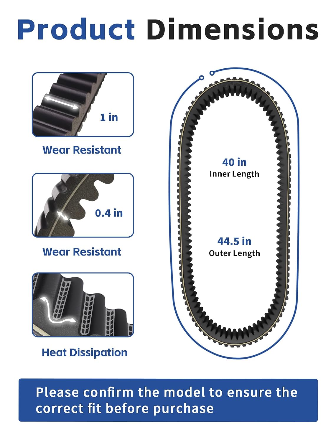 59011-0043 Drive Belt for Kawasaki Teryx 800 2016-2022, Teryx4 800 2017-2023 Upgrade Heavy Duty Transmission Belt