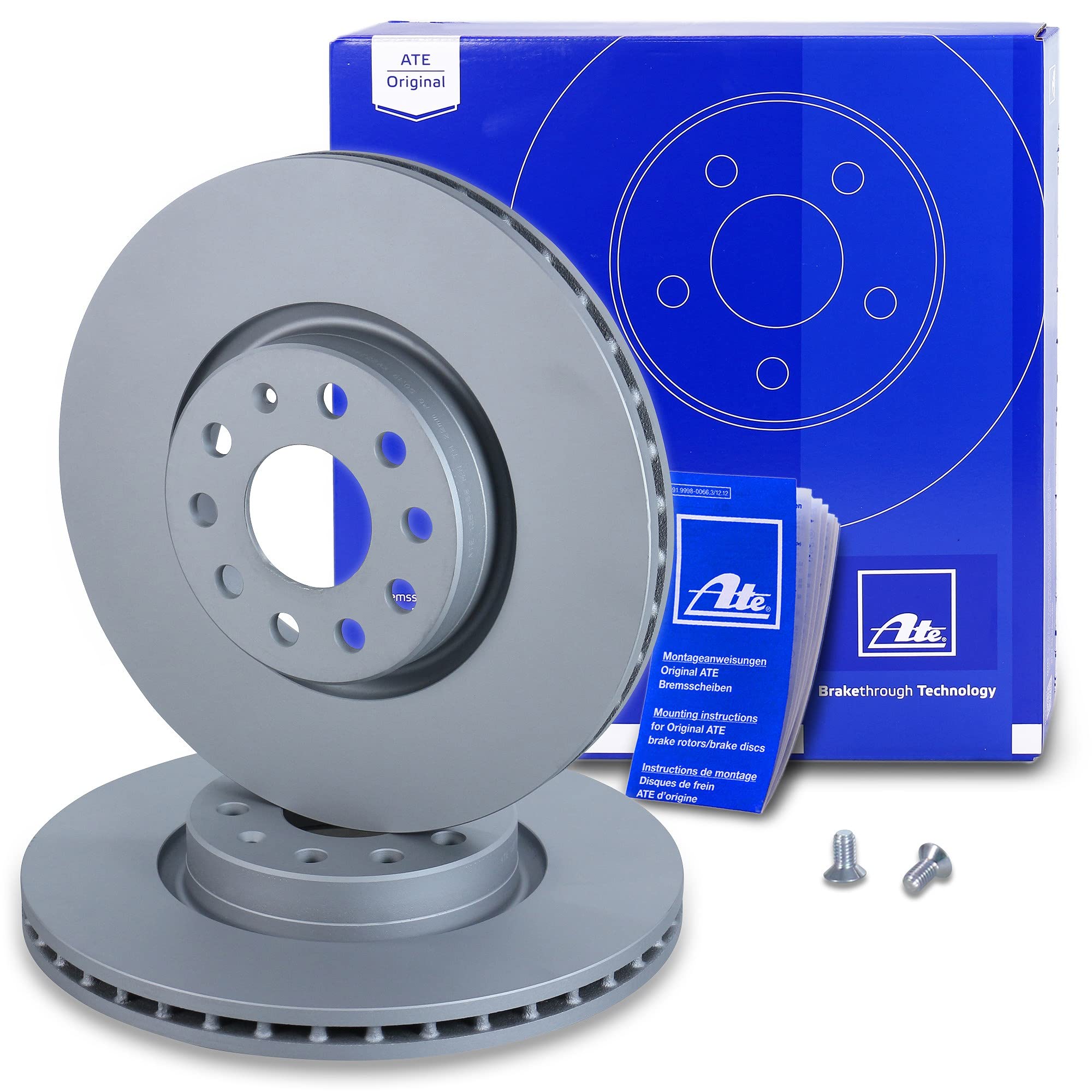 ATE Bremsenset Vorderachse inkl. Bremsscheiben vorne Ø 312 mm belüftet und Bremsbeläge vorne + Warnkontakt Kompatibel mit AUDI A, TT, SEAT ATECA, LEON, SKODA, OCTAVIA, SUPERB, VW ARTEON, GOLF, PASSAT