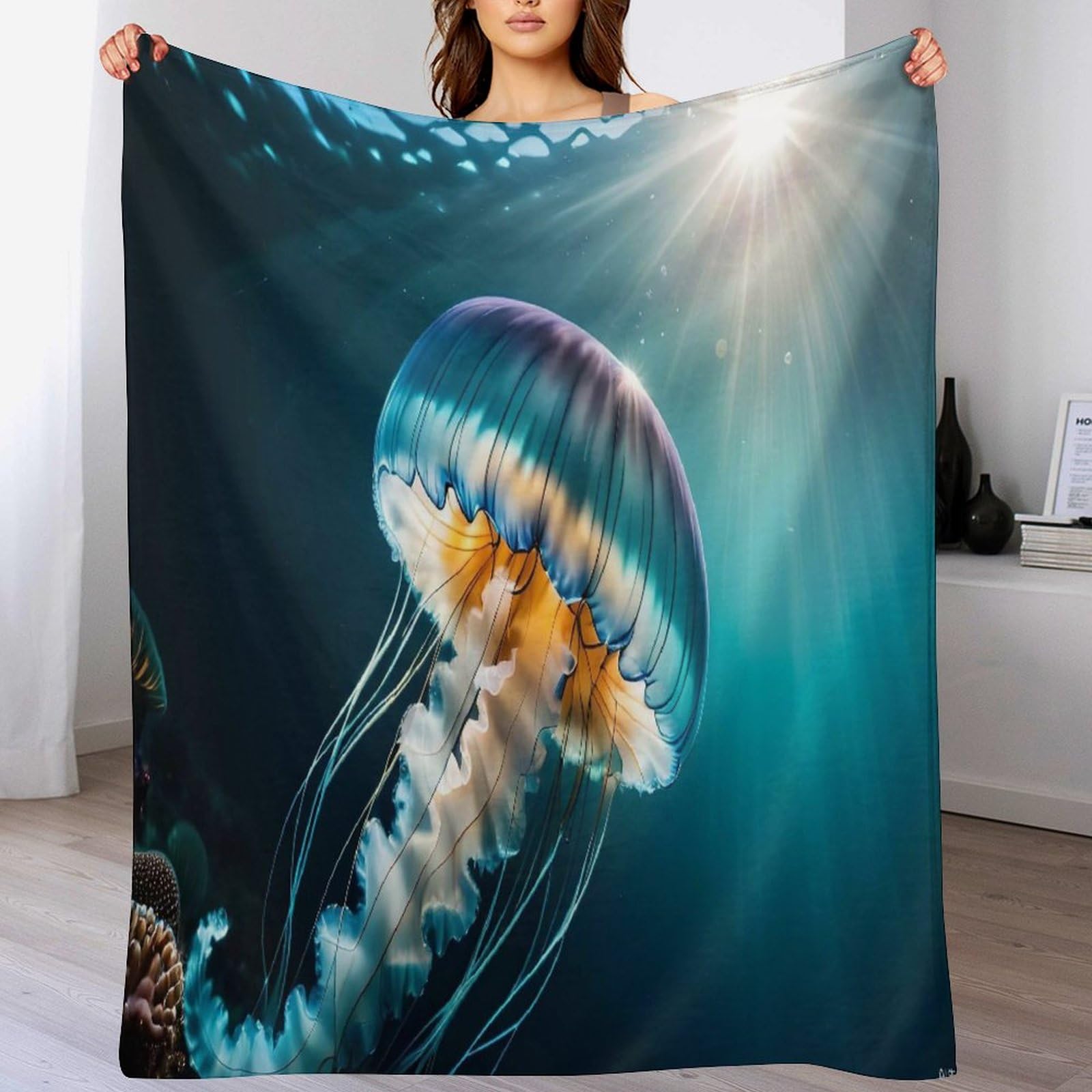 PAZZK Jellyfish Blanket Ultra-soft Micro Fleece Blanket Soft And Warm Digitally Printed Blanket Blanket Anti-pilling Throw Blanket For Adults & Kids（130×180cm）