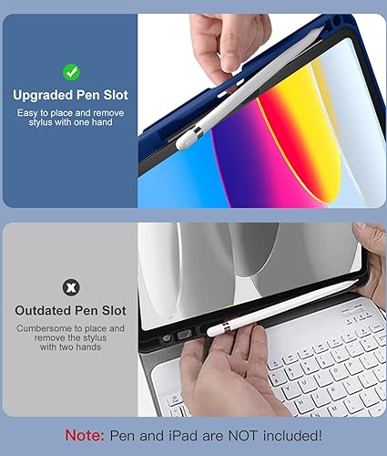 Vista 111 de Hamile Funda para iPad de 11ª y 10ª generación con teclado - 7 colores retroiluminados Inalámbricos Desmontable Folio Funda de teclado con soporte