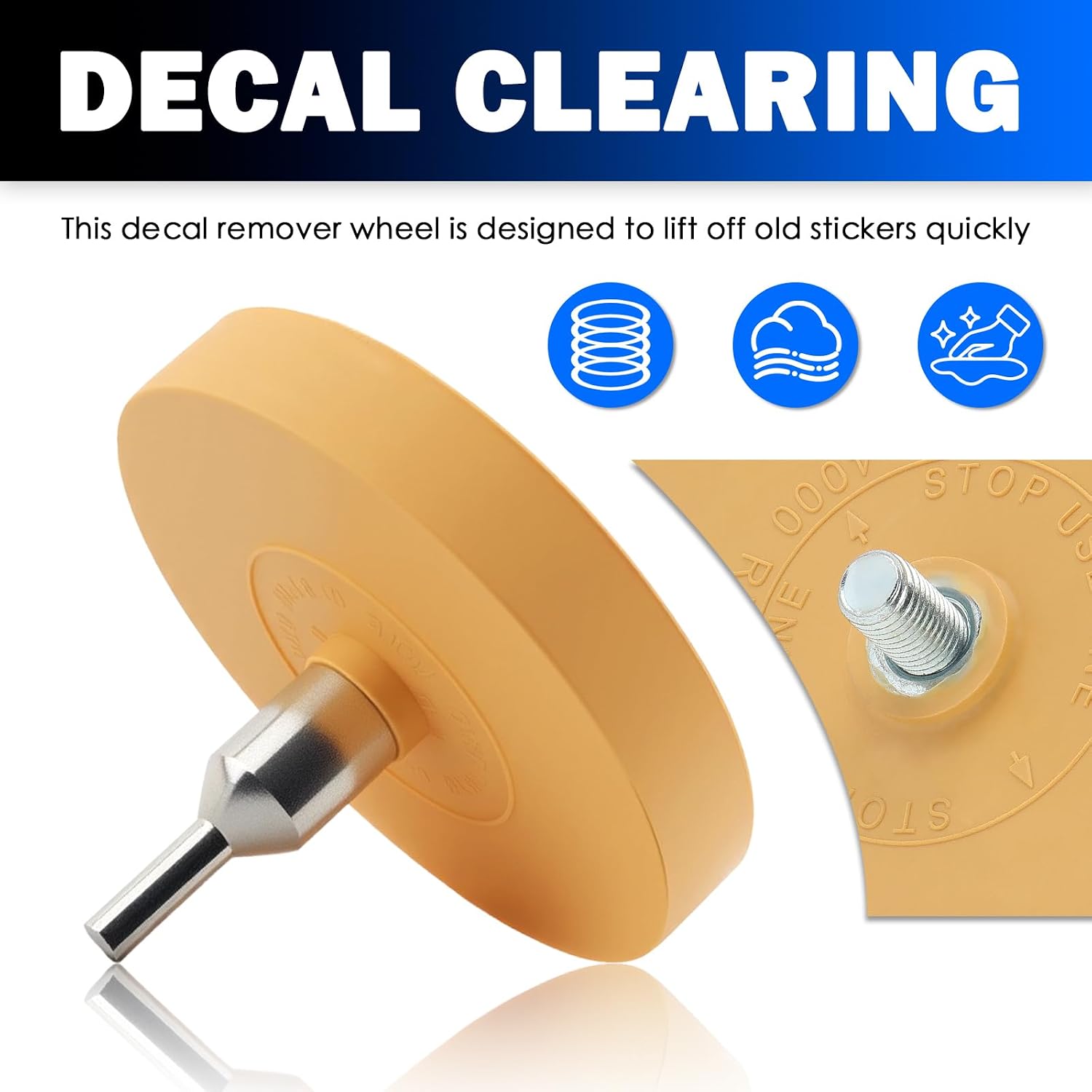 2026 New Rubber Eraser Wheel for Drill,Decal Remover Wheel Provides Non-damaging Cleaning for Removing Stickers/Vinyl,Rubber Wheels Decal Remover Kit with Scraper & Adapter