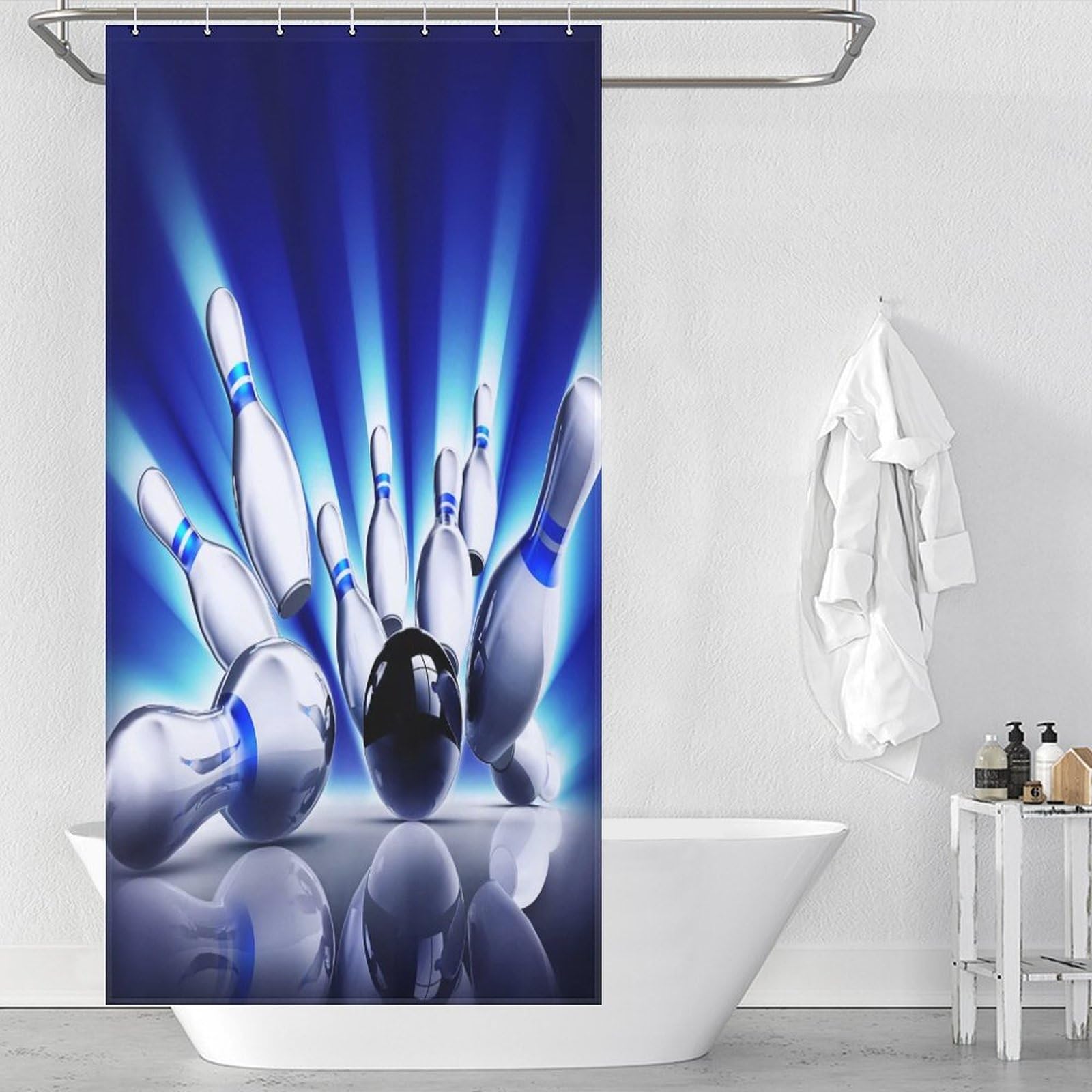 Rideau de douche en tissu lavable Bhibouing 92x183 cm imperméable avec 12 crochets
